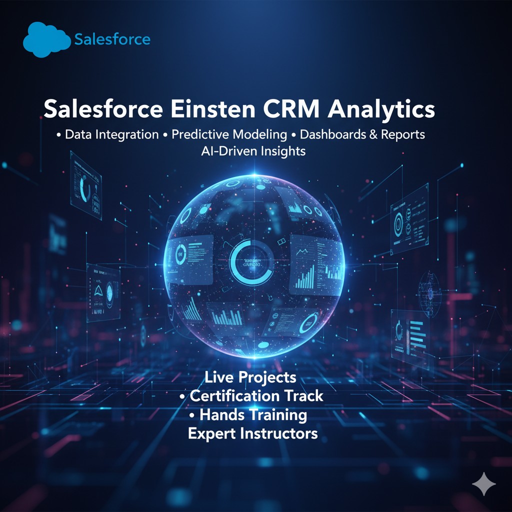 Salesforce Einstein CRM Analytics Tool Course hero image for live training, project labs, and certification preparation at Goliveclasses